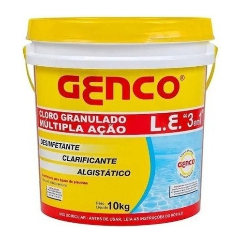 Cloro Granulado 3 Em 1 Multi Ação 10kg  - Balde Genco