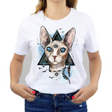 Polera Estampada Dama 100%algodón Gato Esfinge Exclusivo 591