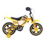 Bicicleta  Cross Infantil Unitoys Moto Cross Aro 16 Freios V-brakes Cor Amarelo Com Rodas De Treinamento