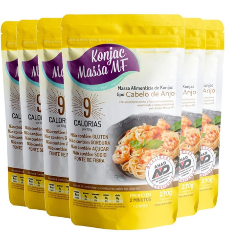 Cabelo De Anjo Konjac Massa Shirataki Sem Gluten 6 X 270g