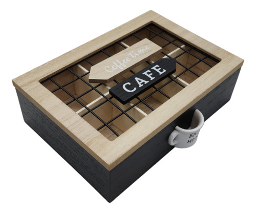 Caja De Te 6 Divisiones Tapa Con Diseño Decorativa Decohogar