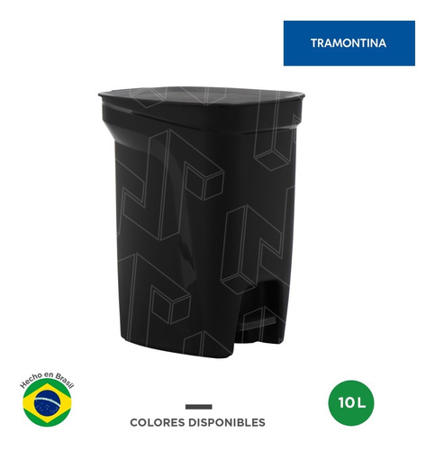 Bote De Basura Con Pedal Tramontina Compact 10 L Negro