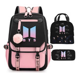 Mochila Escolar Con Lonchera Bts De 3 Peças