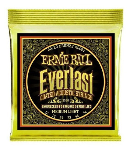 Ernie Ball 2556 Jgo Cuerdas Guitarra Everlast Coated 12-54 