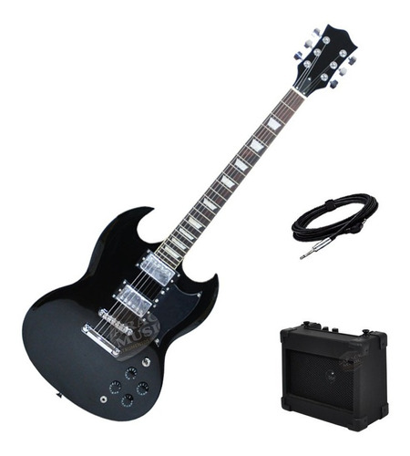 Guitarra Electrica Sg Doble Mic Funda Amplificador 5w Cd 