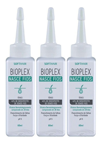 Kit 03 Tônico Capilar Anti Queda Calvície Bioplex 60ml Cada