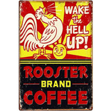 Poster Retro Placa Vintage Metalico - Wake The Hell Up