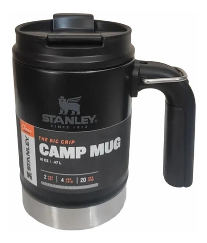 Caneca Stanley  473ml Preta Com Tampa Camp Mug