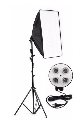 Kit Iluminação Estúdio Softbox Quad Es470 60x80 Com Tripé