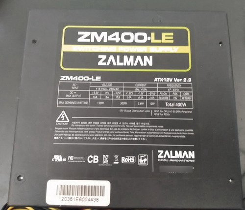 Kit 2 Fontes Zalman Zm400-le 400w Reais Atx 12v Bivolt