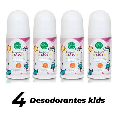 Desodorante Natural Unisex Para Niños - Kids 4 Roll On 60 Ml | Meses sin interés