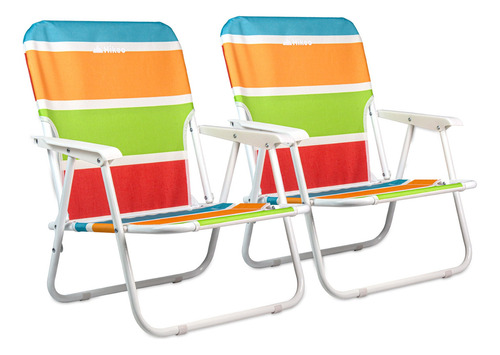 Silla Plegable Para Playa Portátil Con Reposabrazos 2 Pz, Correa Para Transportar, Con Asiento Y Respaldo De Lona, Bolsa De Almacenamiento En Respaldo