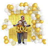 85 Bexiga Reveillon Balao 2024 Dourado 2 Cortina Metalizada