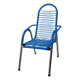 Cadeira De Área Cordinha Varanda Alpendre Reforçada Fio Pvc Cor Azul Liso