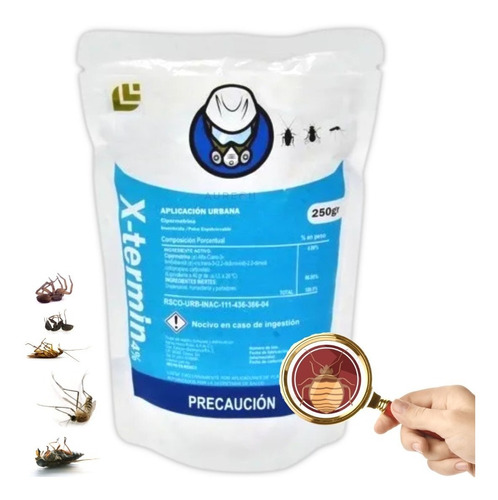Insecticida Chinches De Cama Mata Cucarachas X-termin 250gr