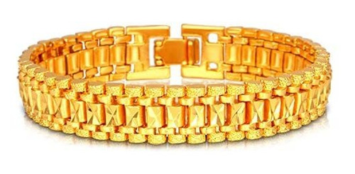 Pulsera U7 Cuban Link De Acero Con Baño De Oro Para Hombres