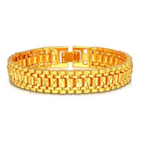 Pulsera U7 Cuban Link De Acero Con Baño De Oro Para Hombres