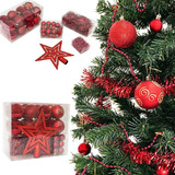 Kit Enfeite Natal Arvore Mesa Estrela Bolinha Festão 44 Pcs