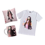 Remera Nezuko Demon Slayer Anime Combo Con Taza Y Almohada