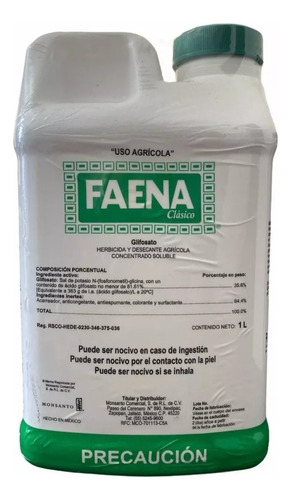 1 Litro Faena, Glifosato Herbicida Elimina Malezas