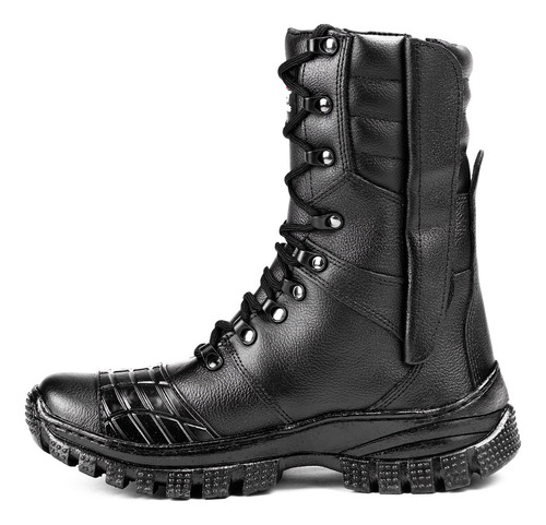 Coturno Tenis Bota Militar Tatica Couro Impermeavel C/ Ziper