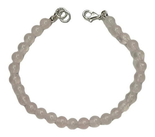 Pulseira Quartzo Rosa Natural Em Prata 925 - Id 5986