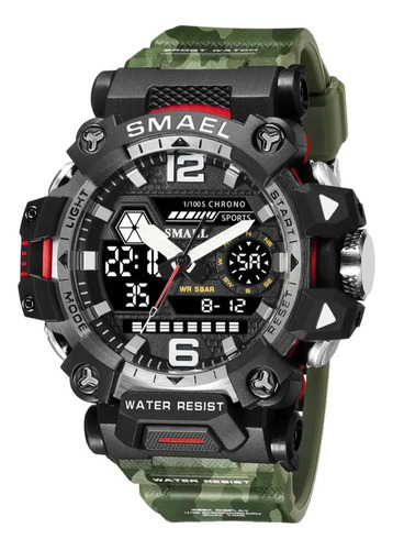 Relógio Smael Estilo G-shock Militar 8072mc Verde Camuflado