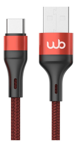 Cabo Usb Para Usb-c Turbo 30w 1m Para Android Wb Cor Vermelho