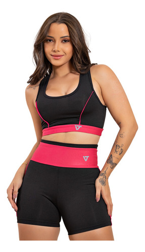 Kit Conjunto Fitness Feminino Roupa Academia Short E Top