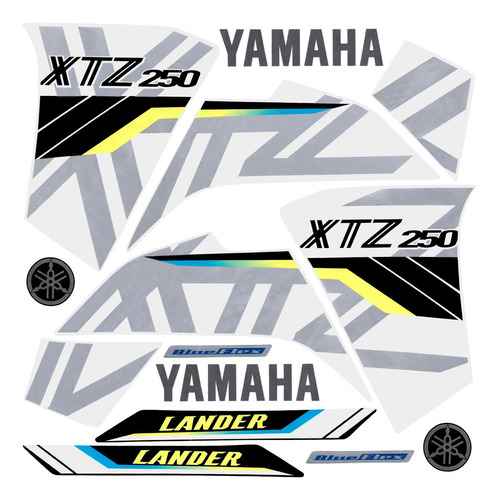 Faixa Adesivos Completo Yamaha Lander 250 Branco Ano 2020