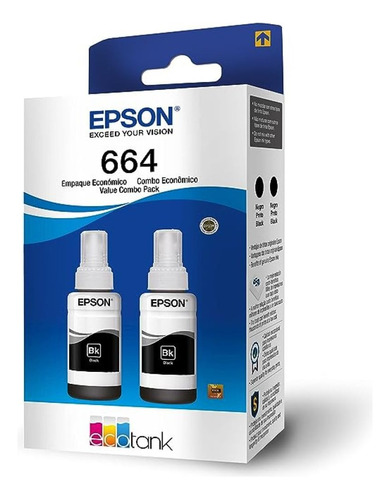 Paquete De 2 Tintas Epson 673411 Color Negro Ecotank 664