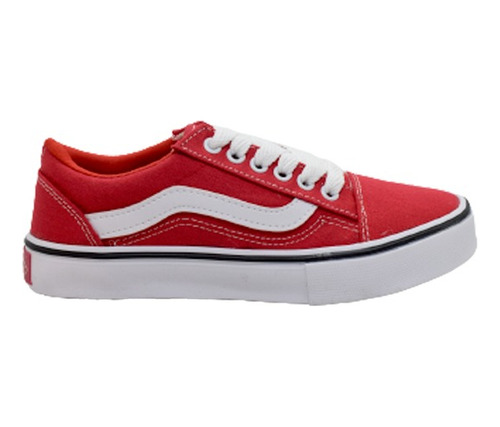 Zapatillas De Mujer Urbanas Tipo Van De Lona Rojo Oferta