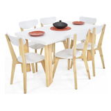 Set De Comedor Sevilla 6p Y Sillas Sidney Diseño De La Tela De Las Sillas Blanco