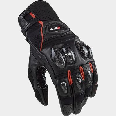 Guantes Moto Ls2 Vel Spark 2 Fluo Piel Con Protecciones Color Rojo Talla M | Meses sin interés