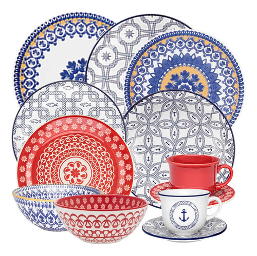 Juego De Vajilla Platos Tazas Bowls Decorados Oxford 24 P Ct