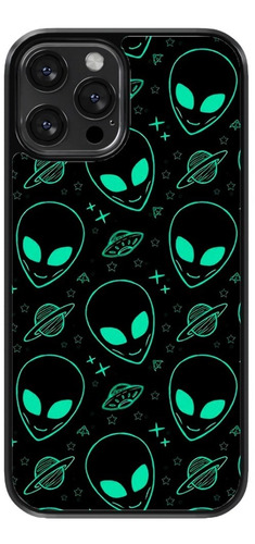 Funda Para Celular Marcianos Aliens Fondo Negro Verde