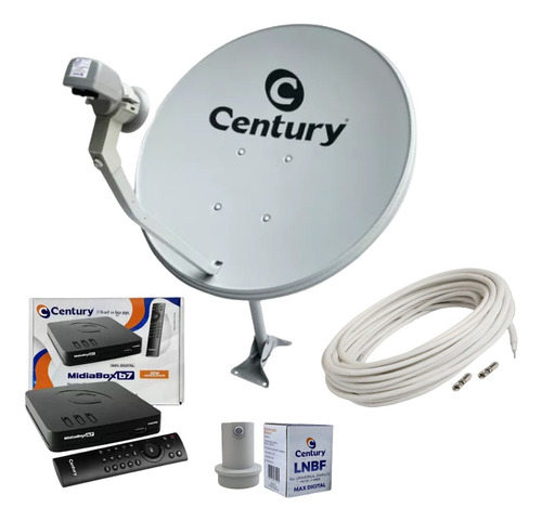 Kit Century B7 Hd Antena 60 Cm Com Lnbf E Kit Cabo