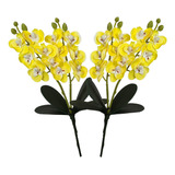 Kit 2 Orquídeas Com Folha Artificial Mini Flor Para Arranjo