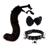 Orejas De Gato Cola Zorro Disfraz Cuello Gargantilla Cosplay