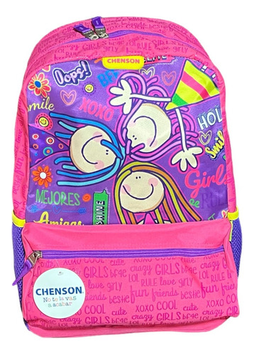 Mochila Escolar Rosa Fulanitos Chenson Original Primaria Y Secundaria