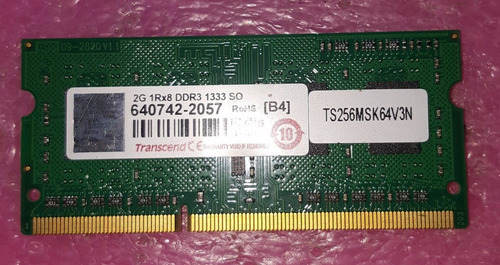 Memoria Ram Pc3-10600 2gb Ddr3 1333mhz Transcend Sodimm X1rp