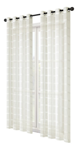 Cortinas De Tela Voile Natural Kim 2 Paños Argollas Oferta