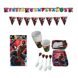 Kit Deco Completo Vasos+platos Spiderman Hombre Araña24niños