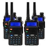 Kit 4 Rádio Comunicador Ht Dual Band Haiz Uv-5r Fm Fone Ptt