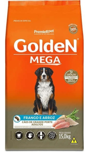 Golden Mega Cães Adultos Raças Grandes 15kg + Brinde