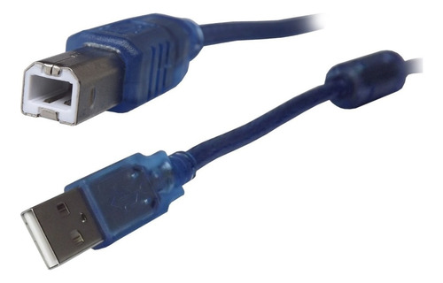 Cable Usb A/b 10 Metros De Impresora Scanner Modem Filtro Color Azul