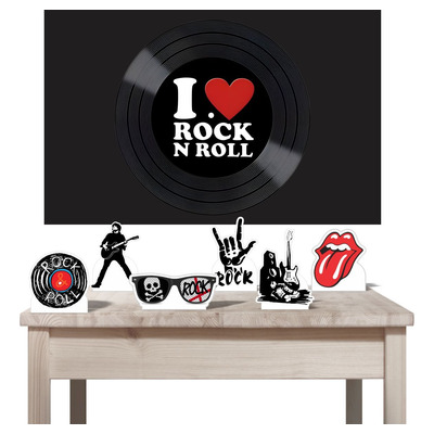 Kit Painel + Display Festa I Love Rock Decoração Aniversário