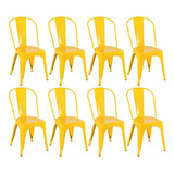 8 Cadeiras Iron Tolix Aço Metal  Industrial Vintage Cores Av Cor Da Estrutura Da Cadeira Amarelo