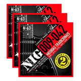 Kit 6 Encordoamentos Guitarra Nig N-63 Tensão Alta 009 - 042