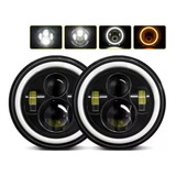 Par 7  Redondos Faros De Led Angel Ojo Wrangler Jeep Vocho